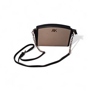 Anne Klein Beige and Black Chain-Accent Crossbody
